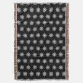 黒と白のト音記号の雪の結晶パターン スローブランケット (正面縦)