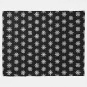 黒と白のト音記号の雪の結晶パターン フリースブランケット (正面(横))