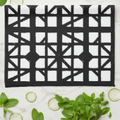 黒と白のドイツの半木造の家のパターン キッチンタオル (折り畳み)