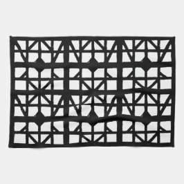 黒と白のドイツの半木造の家のパターン キッチンタオル