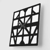 黒と白のドイツの半木造の家のパターン スクエア壁時計 (傾斜)