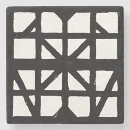 黒と白のドイツの半木造の家のパターン ストーンコースター