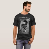 黒と白のドクロ。トリック オア トリート Tシャツ (正面フル)