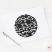 黒と白のドットとストライプ ラウンドシール (封筒)