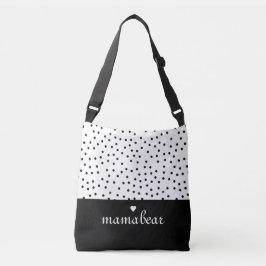 黒と白のドットの横体 クロスボディバッグ