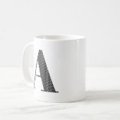 黒と白のドットモノグラム コーヒーマグカップ (正面左)