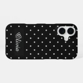 黒と白のドット カスタムネーム iPhone 16ケース (裏面横)