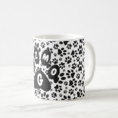 黒と白のドット 犬の足 コーヒーマグ コーヒーマグカップ (正面右)