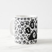 黒と白のドット 犬の足 コーヒーマグ コーヒーマグカップ (正面左)