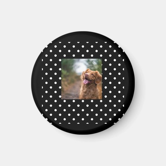 黒と白のドット 犬 画像 マグネット (正面)