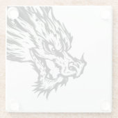 黒と白のドラゴン ガラスコースター (裏面)