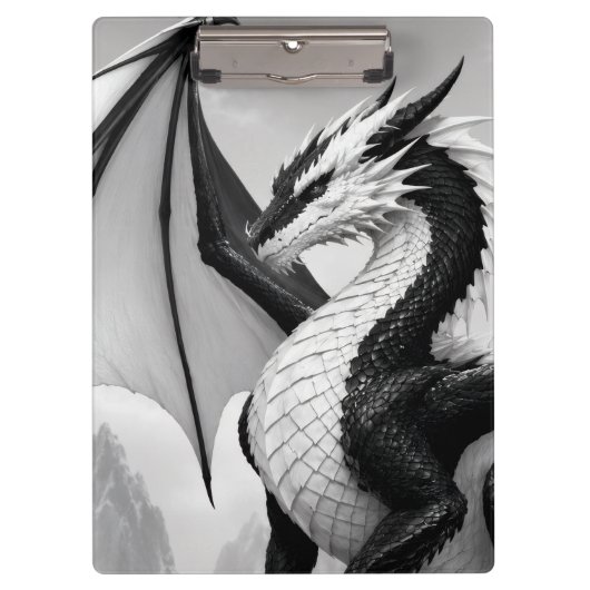 黒と白のドラゴン クリップボード (正面)