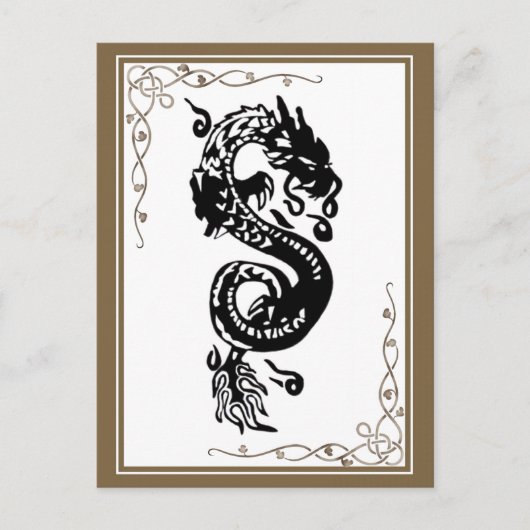 黒と白のドラゴン ポストカード (正面)