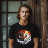 黒と白のドラゴン Tシャツ