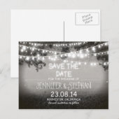 黒と白のナイトライトロマンチックな日付を保存 案内ポストカード (正面/裏面)