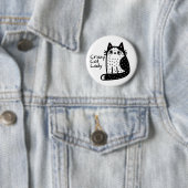 黒と白のネコ、猫好きのための面白いデザイン 缶バッジ (インサイチュ)