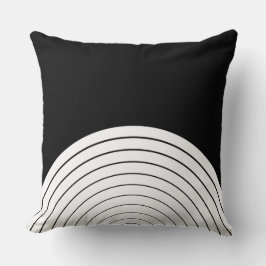 黒と白のネストされたジオメトリ黒の円 クッション