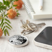 黒と白のネバーモアレイヴンシルエットツリー キーホルダー (側面)