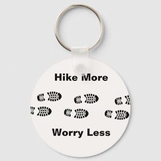 黒と白のハイキングより心配の少ないキーチェーン キーホルダー (正面)