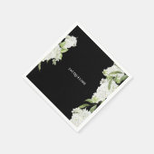 黒と白のハイドランジア ブライダルシャワー スタンダードカクテルナプキン (角)