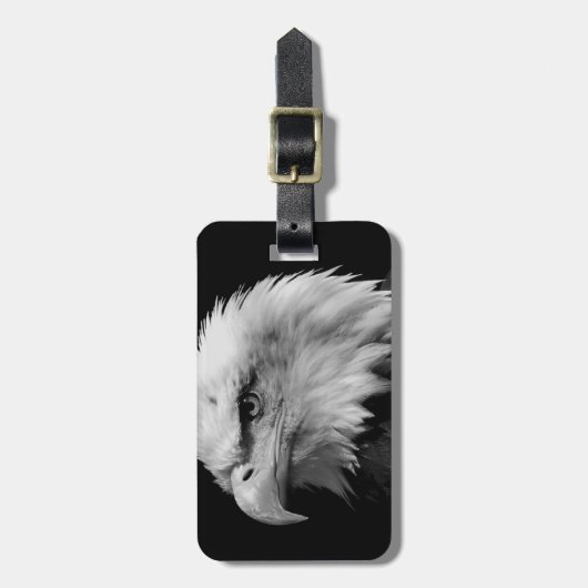 黒と白のハゲワシ ラゲッジタグ (正面縦)