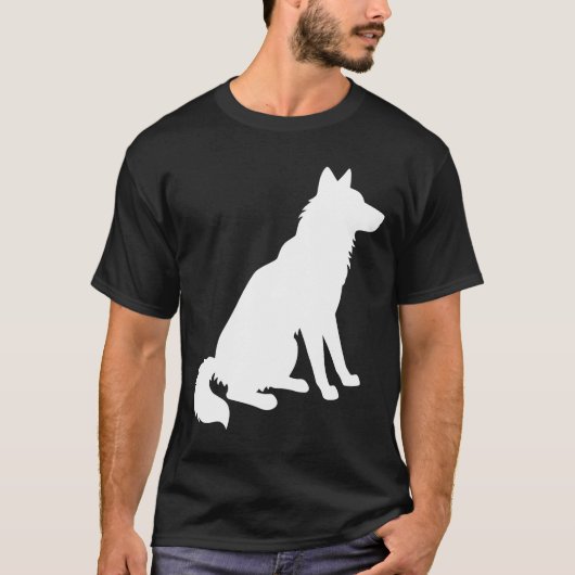 黒と白のハスキーシルエット Tシャツ (正面)