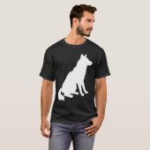 黒と白のハスキーシルエット Tシャツ (正面フル)