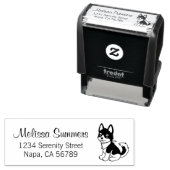 黒と白のハスキー子犬の返送先住所 セルフインキングスタンプ (インサイチュ)