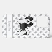 黒と白のハバニーズ かわいいキャラクター 犬 + 名前 Case-Mate iPhoneケース (裏面 (横))