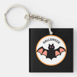 黒と白のハロウィンのコウモリ キーホルダー