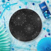 黒と白のハロウィーンのクモの巣 ペーパープレート (パーティー)