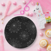 黒と白のハロウィーンのクモの巣 ペーパープレート (パーティー)