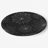 黒と白のハロウィーンのクモの巣 ペーパープレート (アングル)