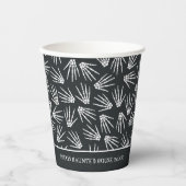 黒と白のハロウィーンスケルトンハンドパターン 紙コップ (正面)