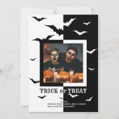 黒と白のハロウィーンバタフライフレーム写真 ハロウィン シーズンカード (正面)