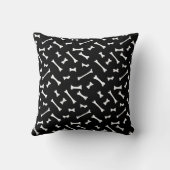 黒と白のハロウィーンボーンズドッグ クッション (裏面)