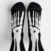 黒と白のハロウィーン骸骨の足 怖い ソックス (上部)