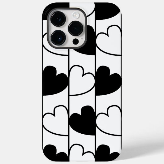 黒と白のハートのストライプ柄 Case-Mate iPhoneケース (裏面)