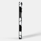 黒と白のハートのストライプ柄    iPhoneケース (右側面)