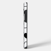 黒と白のハートのストライプ柄    iPhoneケース (左側面)