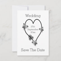 黒と白のハートの蝶のお知らせを保存