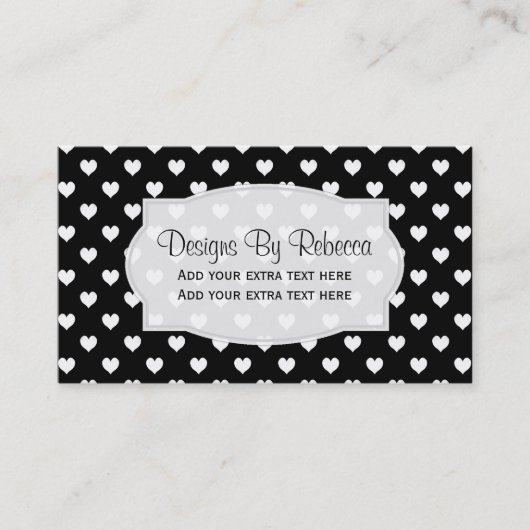 黒と白のハート名刺 名刺 (正面)
