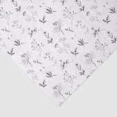 黒と白のハーブ植物花パターン 薄葉紙 (詳細)