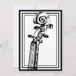 黒と白のバイオリン スクロール 黒い輪郭 招待状
