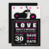 黒と白のバイク シルエット・セーブ・ザ・デート セーブザデート (正面/裏面)