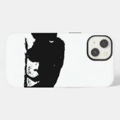 黒と白のバイソン(アメリカ野牛)のシルエット iPhoneケース (裏面横)