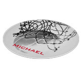 黒と白のバスケットボールあなたの名前を追加 カッティングボード (角)