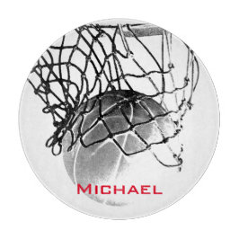 黒と白のバスケットボールあなたの名前を追加 カッティングボード