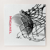 黒と白のバスケットボールあなたの名前を追加 ジグソーパズル (横)