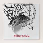 黒と白のバスケットボールあなたの名前を追加 ジグソーパズル (縦)